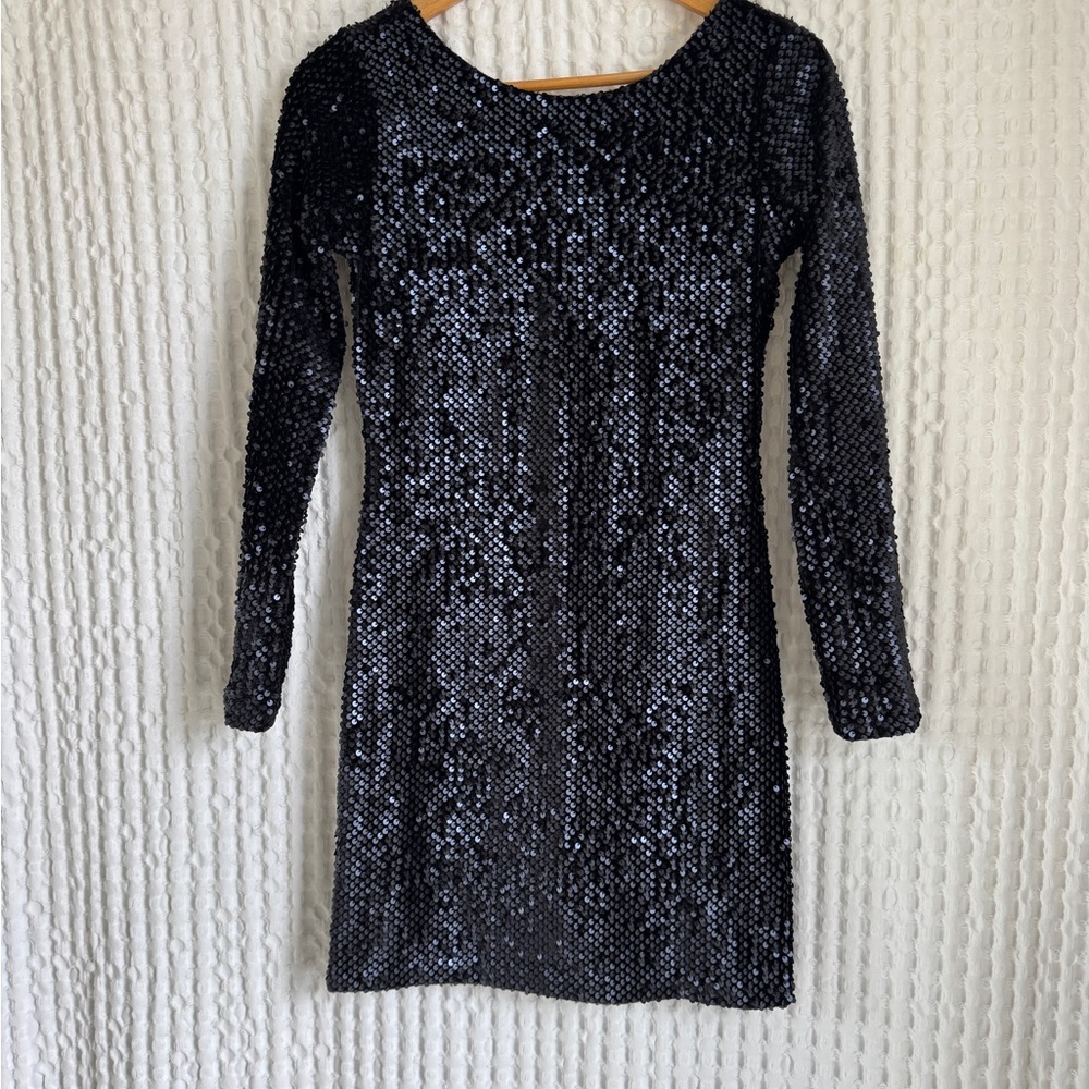 LOFT Black Sequin Cocktail Dress - 00 Petite